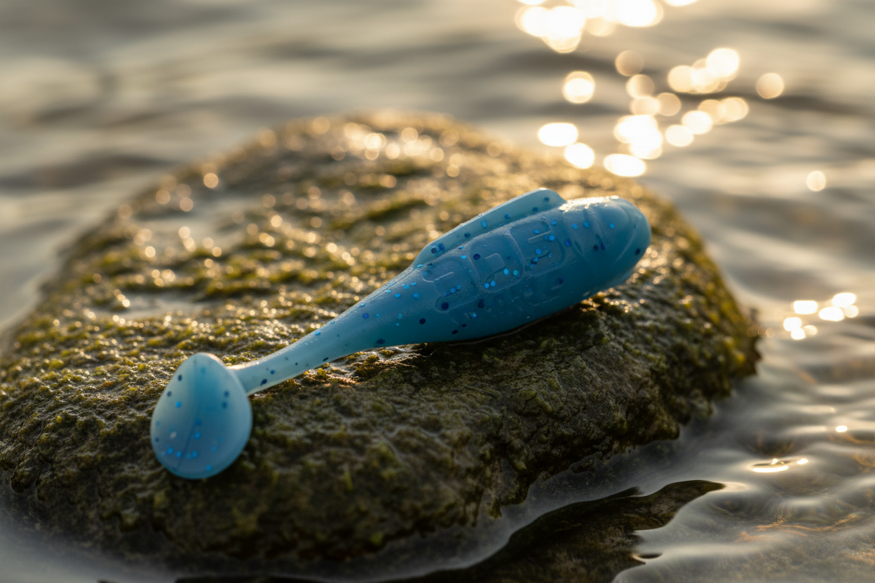 3" Paddle Tail Big Blue in fishing setting